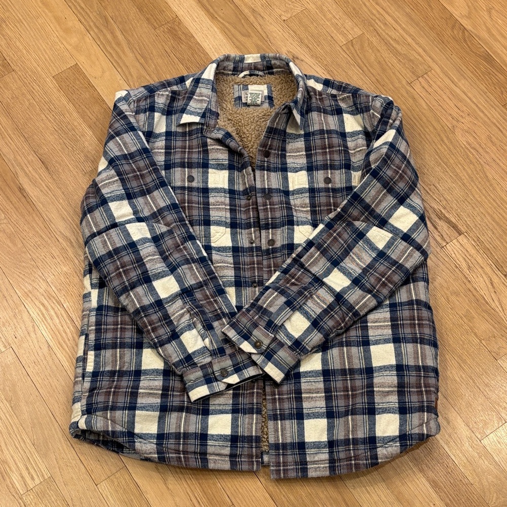 L.L. Bean Blue and Cream Sherpa-Lined Shirt